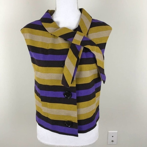 Michael Michael Kors Striped Linen Collar Vest size 4 - Picture 7 of 13